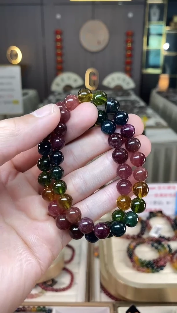 未镶嵌老矿碧玺彩虹单圈手串8mm+碧玺多样性发货一条xion