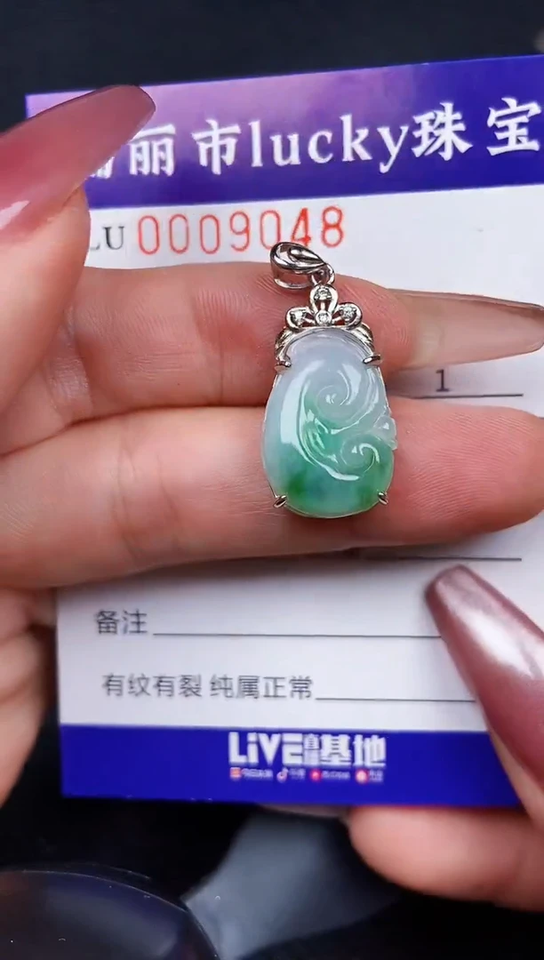 颈饰银S925镶嵌翡翠9048