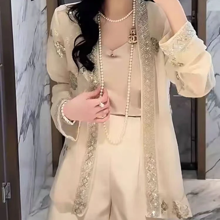 246新中式国风亮片刺绣网纱外套时尚重工刺绣上衣外套