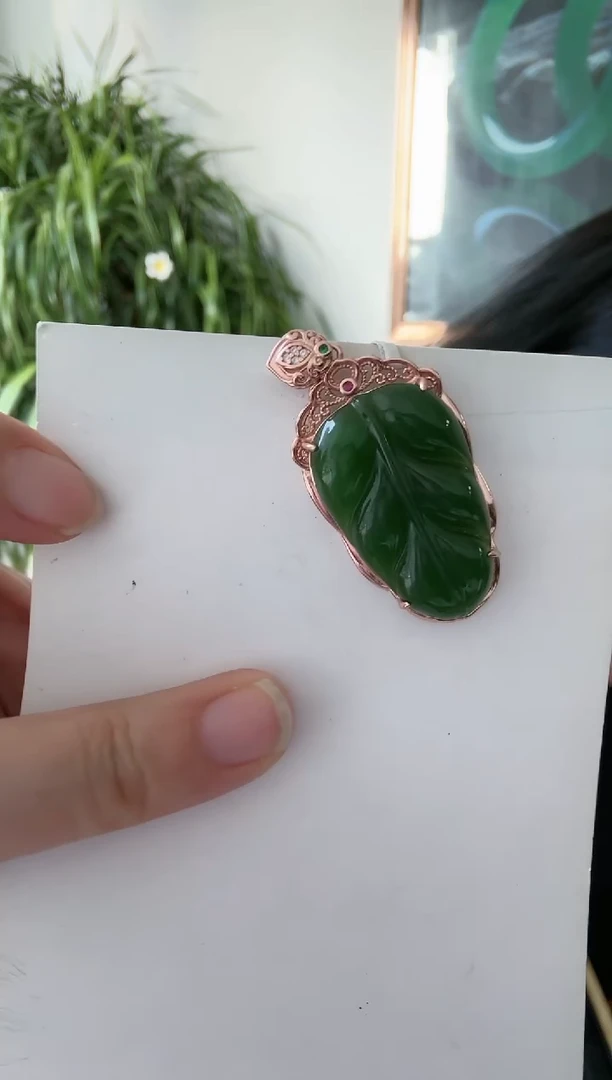 【闪购商品】和田玉Q银S925镶嵌叶子