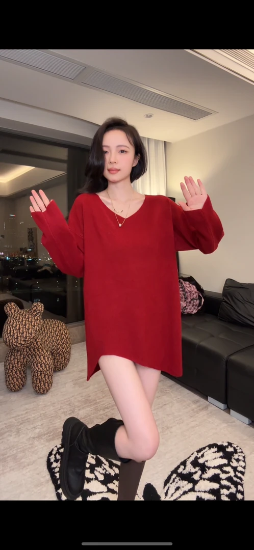 【伊伊专属】韩版气质不规则系带v领腰带毛衣针织衫上衣显瘦穿搭