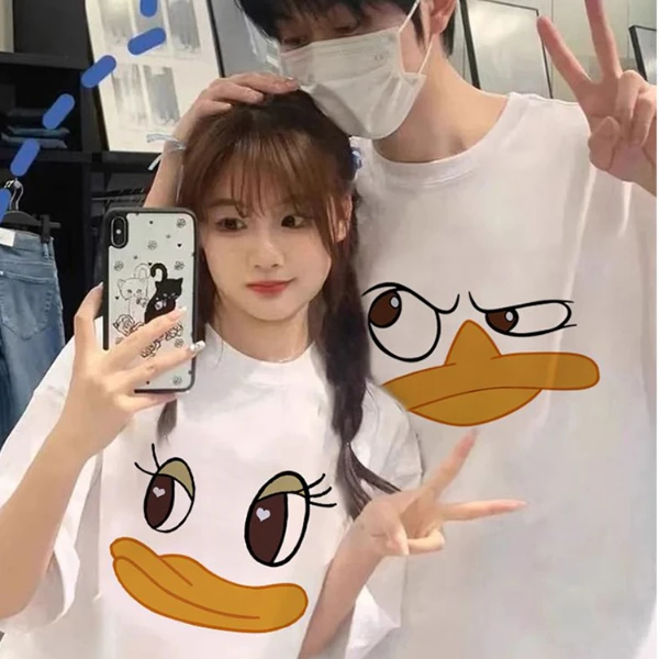 情侣装2025新款一男一女情侣短袖潮牌高级感夏季纯棉宽松休闲T恤