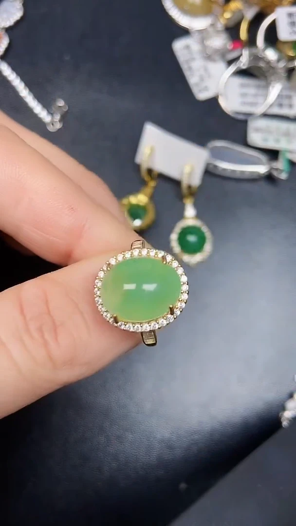 银S925镶嵌戒指翡翠7500