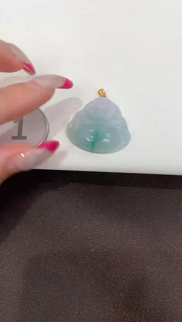 颈饰18K金镶嵌翡翠缅甸A货翡翠