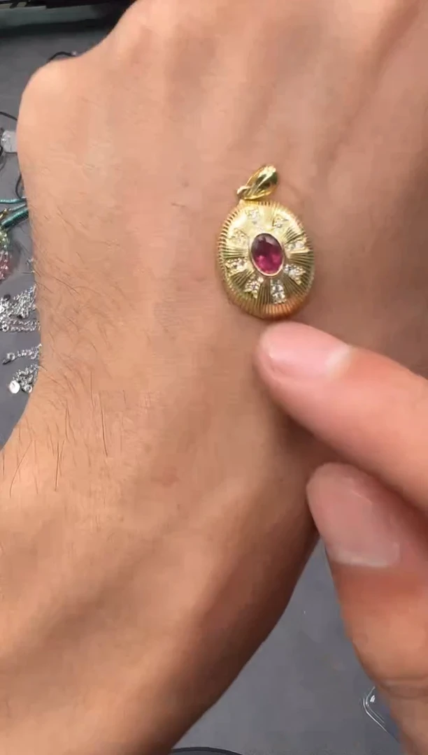银S925镶嵌吊坠(不含链)碧玺碧玺吊坠 多样性发一