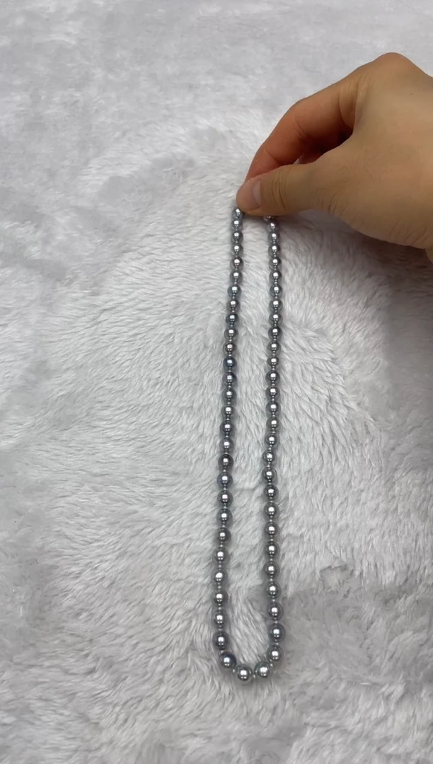 项链银S925镶嵌海水珍珠AK真多麻6.5-7mm