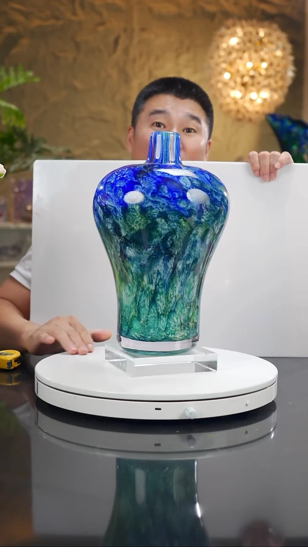 摆件福利设计款蓝彩莫奈花瓶摆件