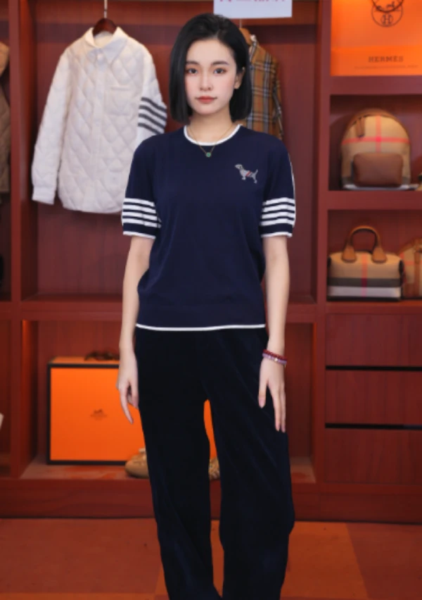 {曼斯}“TB小狗”超细棉莱赛尔混纺四平高密短袖春夏新816116