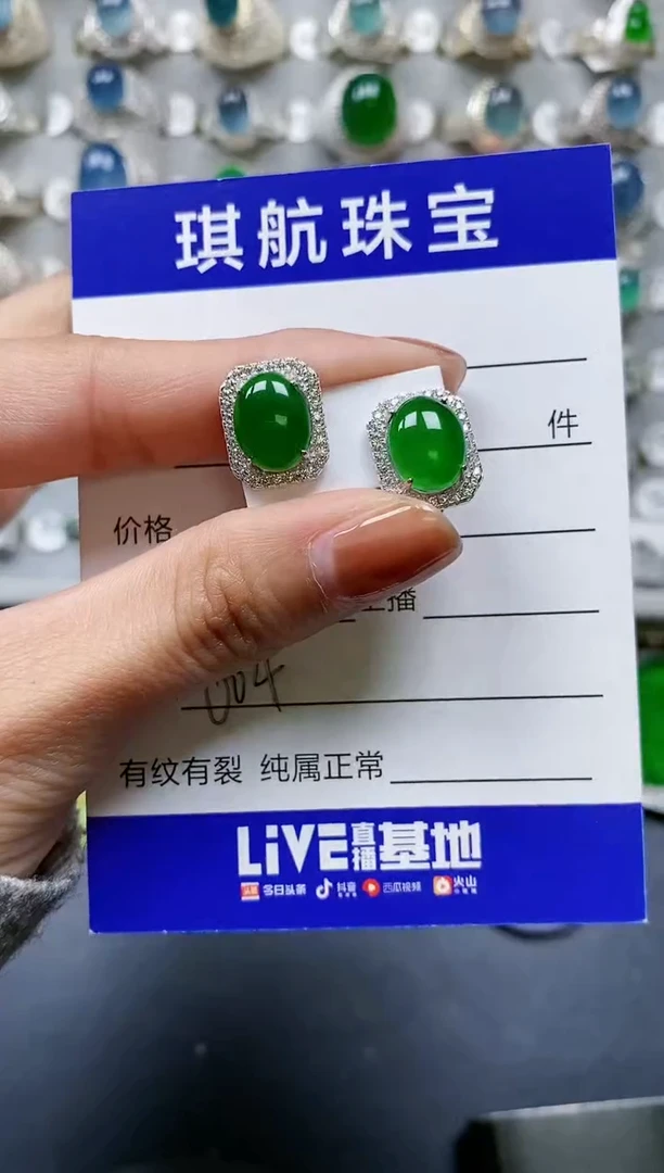 【闪购商品】翡翠耳饰银S925镶嵌0604
