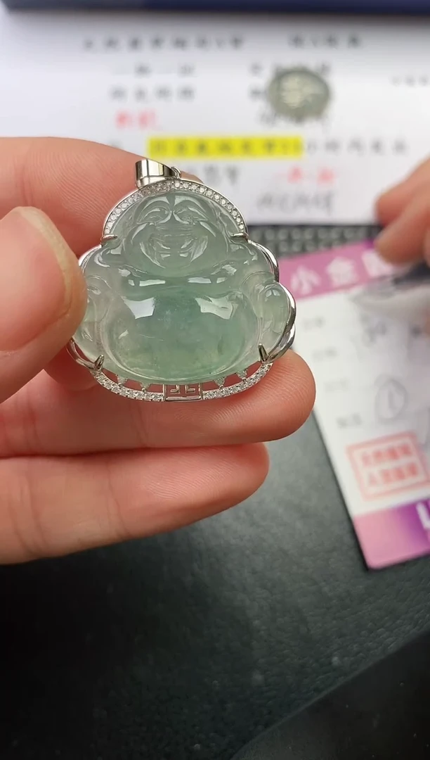 颈饰银S925镶嵌翡翠望***子挂件