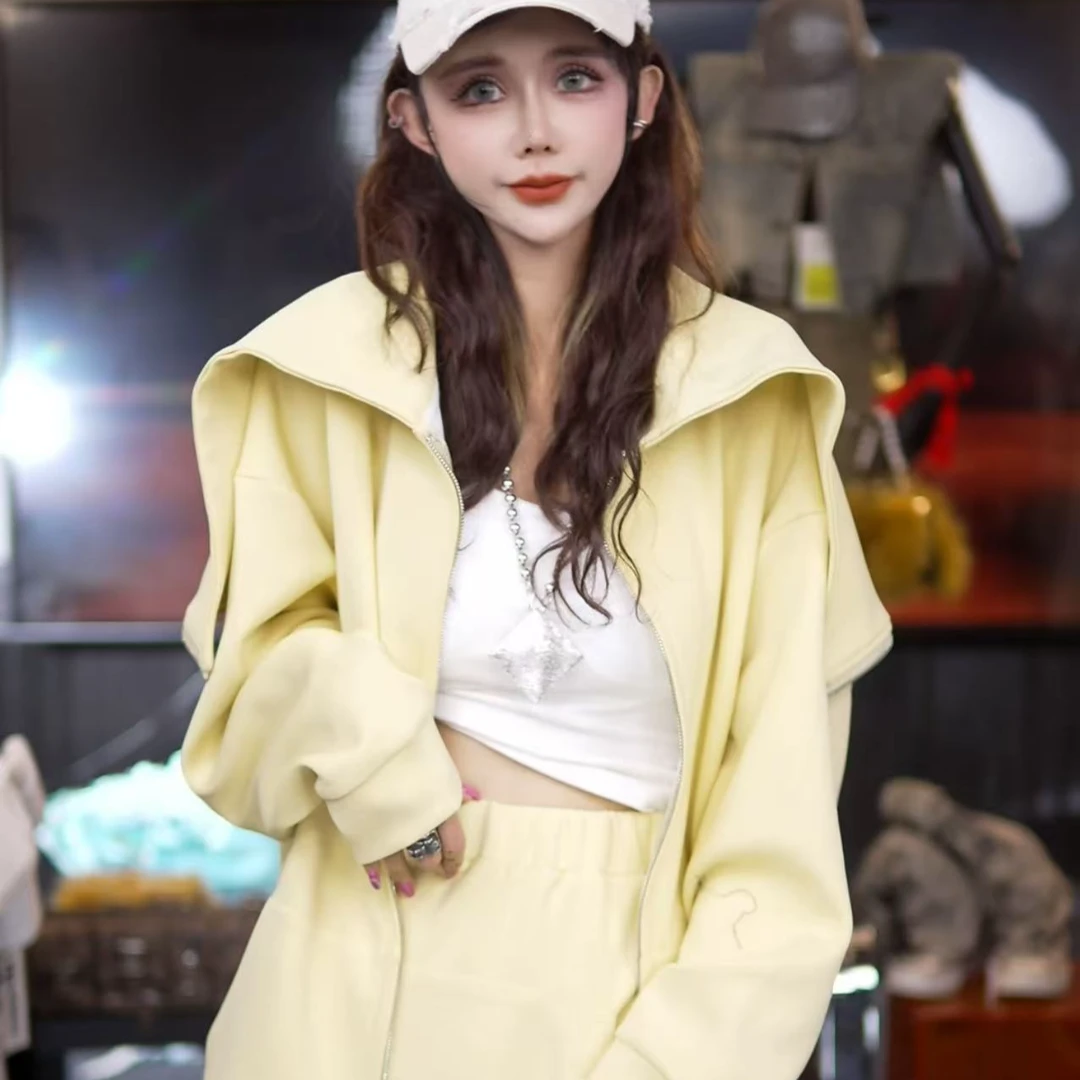 2新款韩版穿搭多巴胺黄色外套半身裙两件套女2025开春搭配一整套