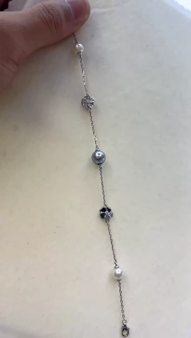 银S925镶嵌手绳海水珍珠
