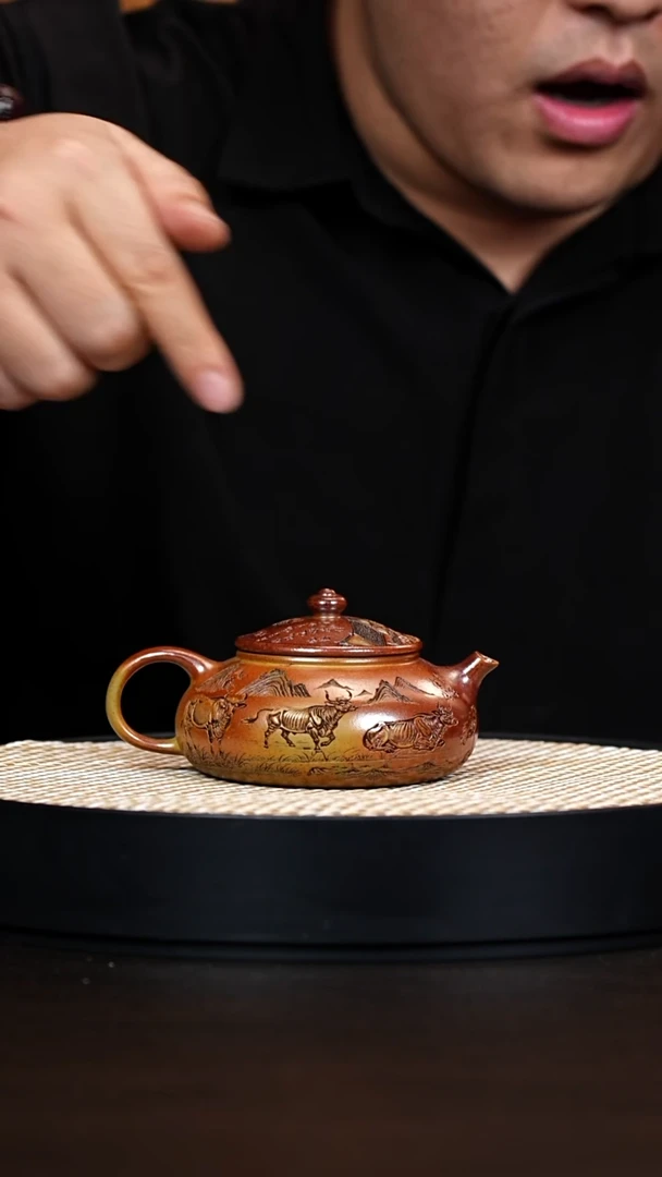 茶壶紫砂寒江 沉香泥 渔翁