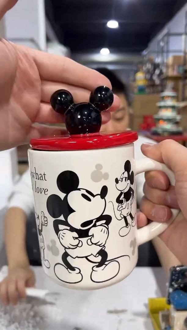 瓷片原盒米奇手稿带盖杯