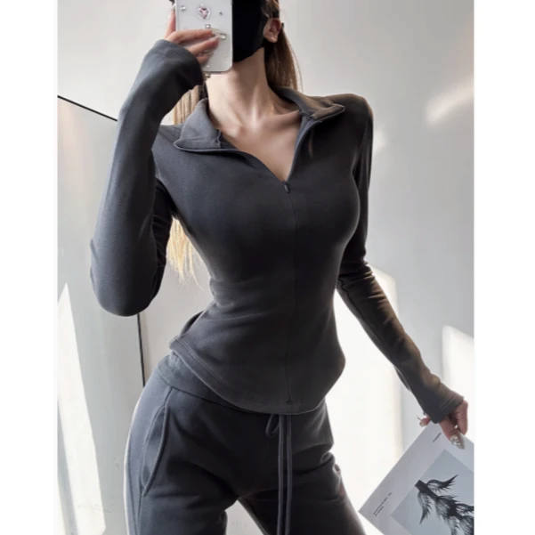 长袖上衣女装春秋款修身正肩2024新款内搭秋冬加绒t恤紧身打底衫