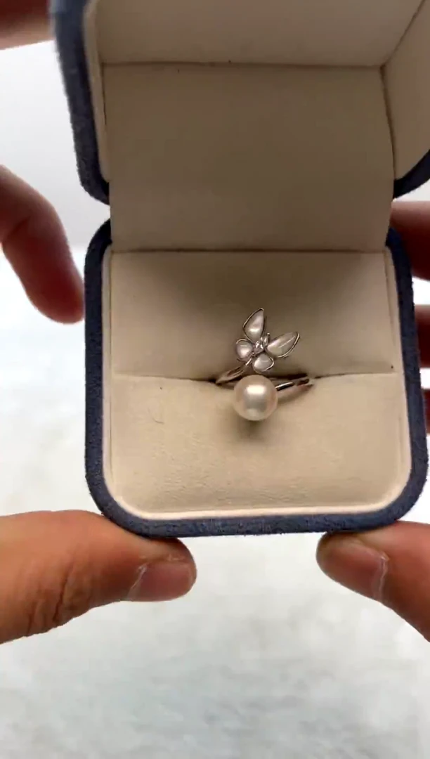 银S925镶嵌戒指海水珍珠