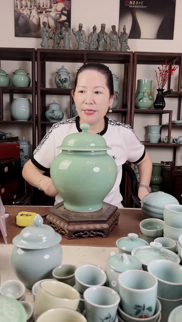 纯手工 梅青 盖罐