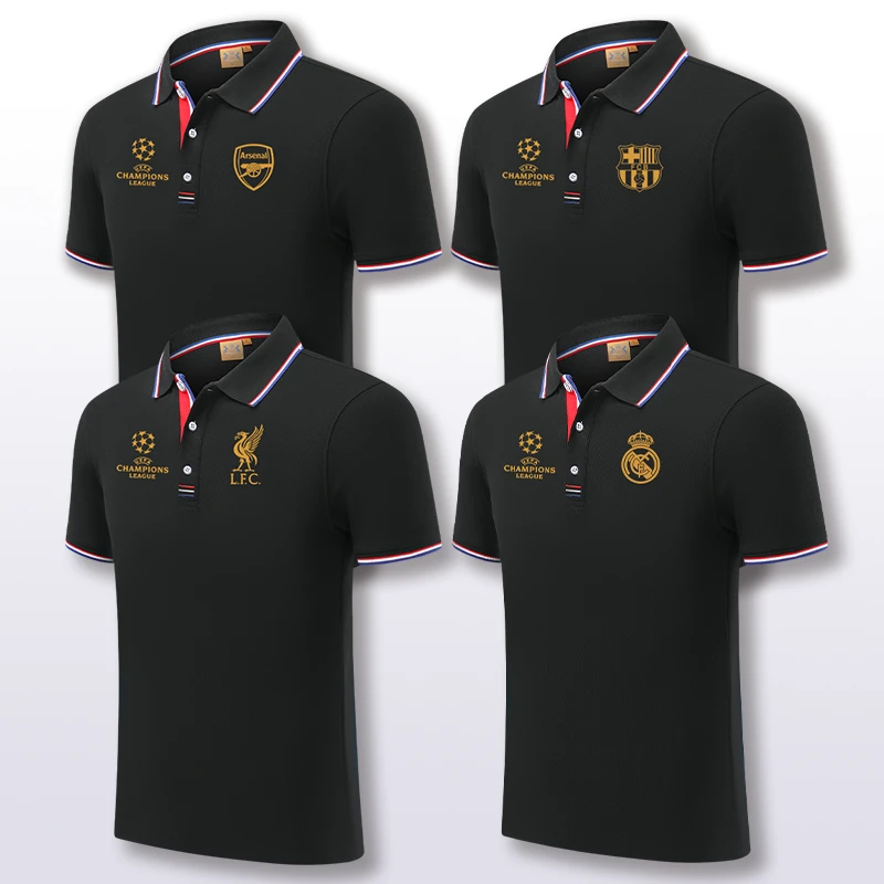 新款欧冠纪念翻领休闲POLO衫皇马拜仁巴萨利物浦运动训练短袖T恤