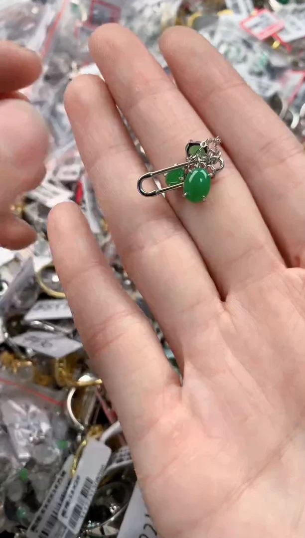 银S925镶嵌戒指翡翠444           3