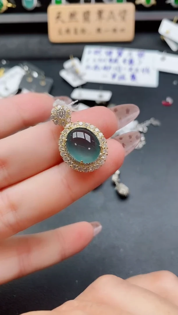 吊坠(赠链)银S925镶嵌翡翠1