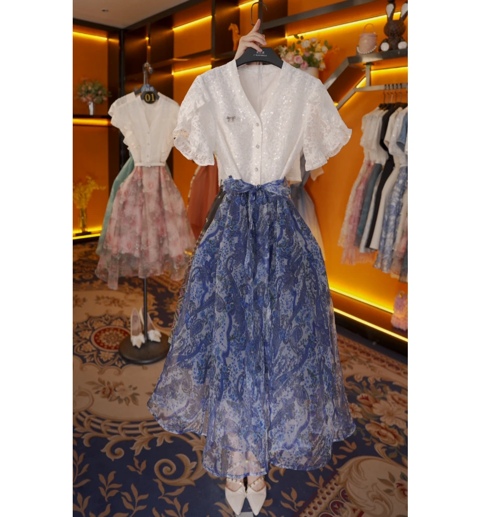 【vian专属】夏季短袖设计师款气质显瘦百搭高级感连衣裙CO-337