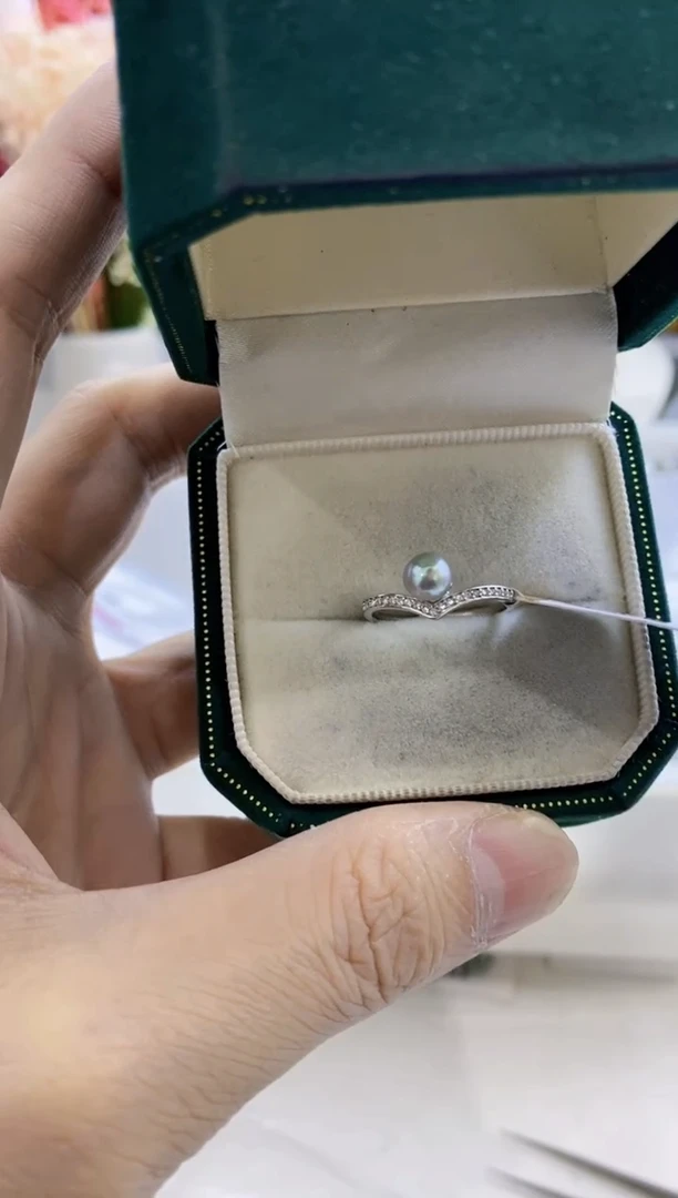 未镶嵌海水珍珠BG珍珠戒指@@V1412