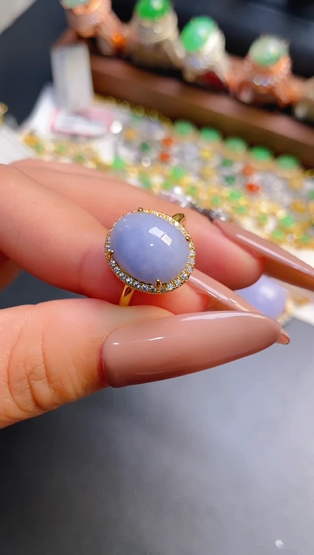 银S925镶嵌戒指翡翠天然