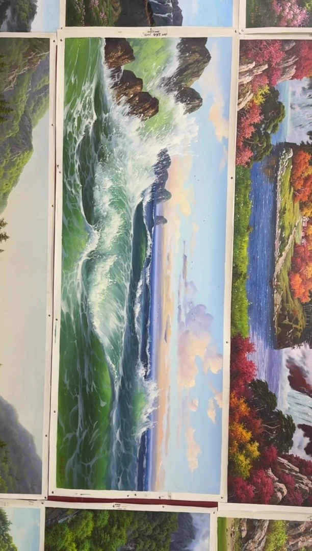 油画【56号】约2.2米*80cm丨朝鲜原创纯手绘孤品油画丨顺丰包邮