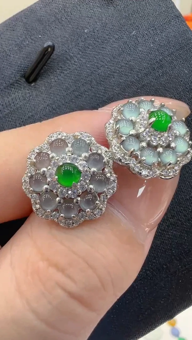 翡翠银S925镶嵌耳饰团购多样性发一件