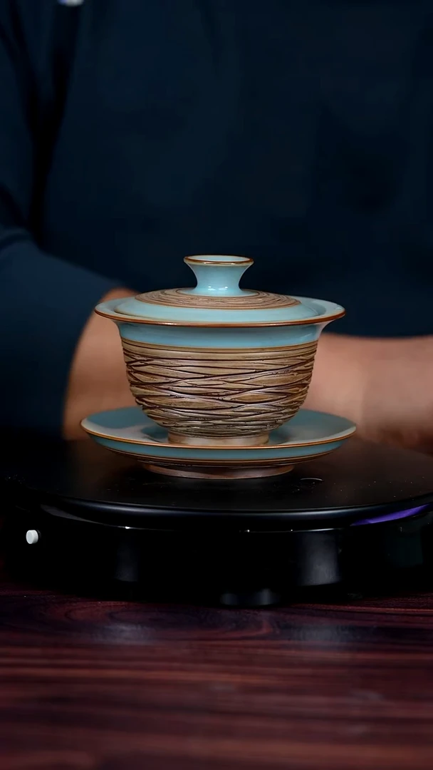 #赵琳一级品原矿汝瓷三才盖碗