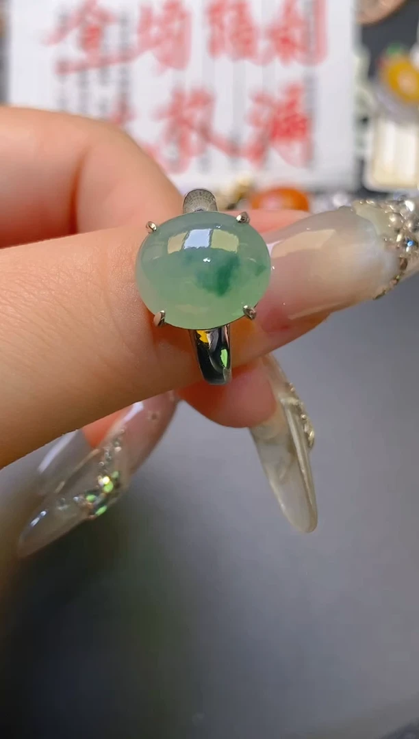 【闪购商品】翡翠耳饰银S925镶嵌天然A货翡翠1