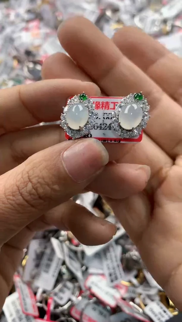 银S925镶嵌戒指翡翠13      7