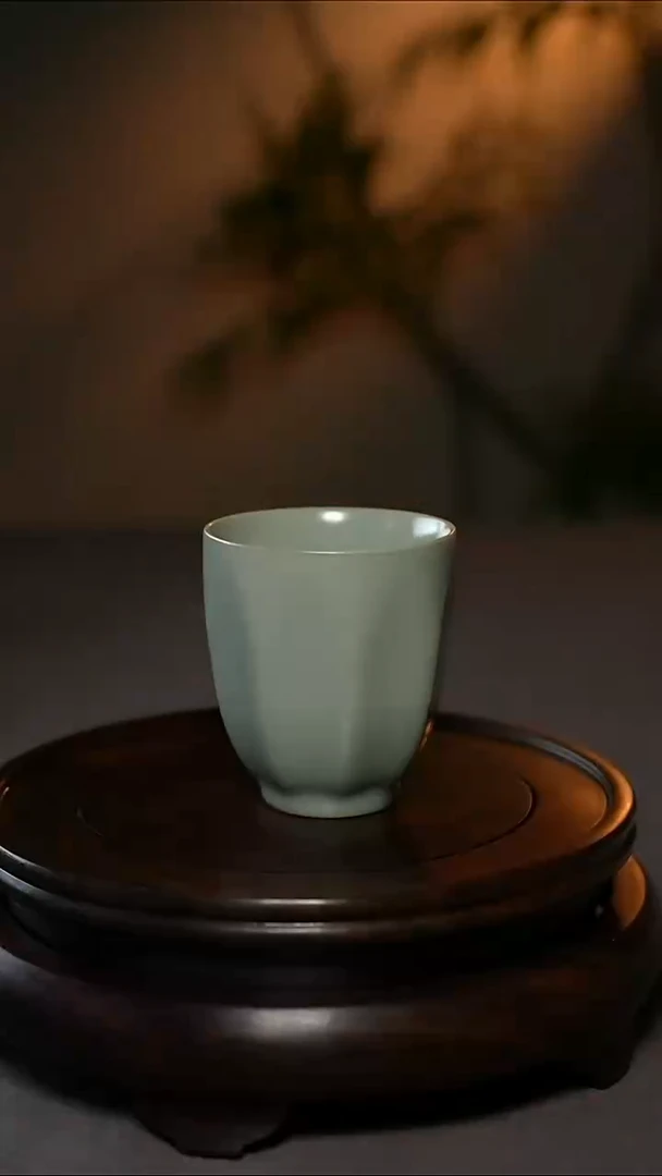 仿古汝官釉原产地八方杯