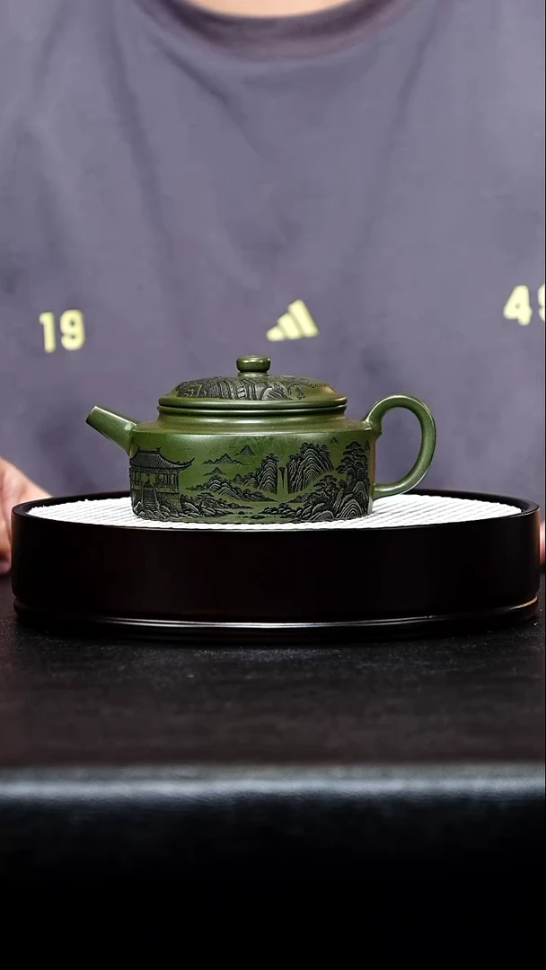 茶杯紫砂宜兴紫砂 折肩德钟 绿泥