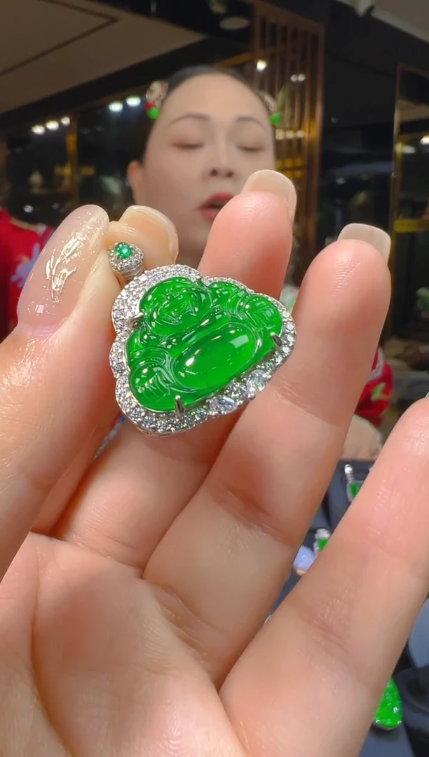 吊坠(赠链)银S925镶嵌翡翠003（多样性发其一）