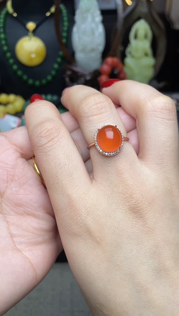 【闪购商品】南红玛瑙戒指银S925镶嵌戒指