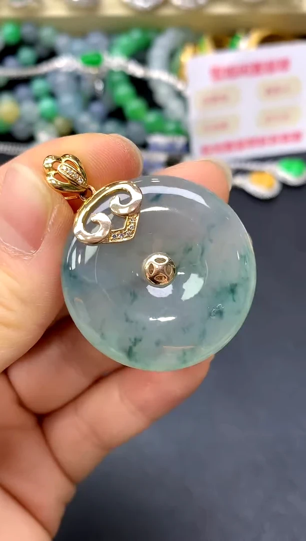 颈饰18K金镶嵌翡翠91-中国好珍宝