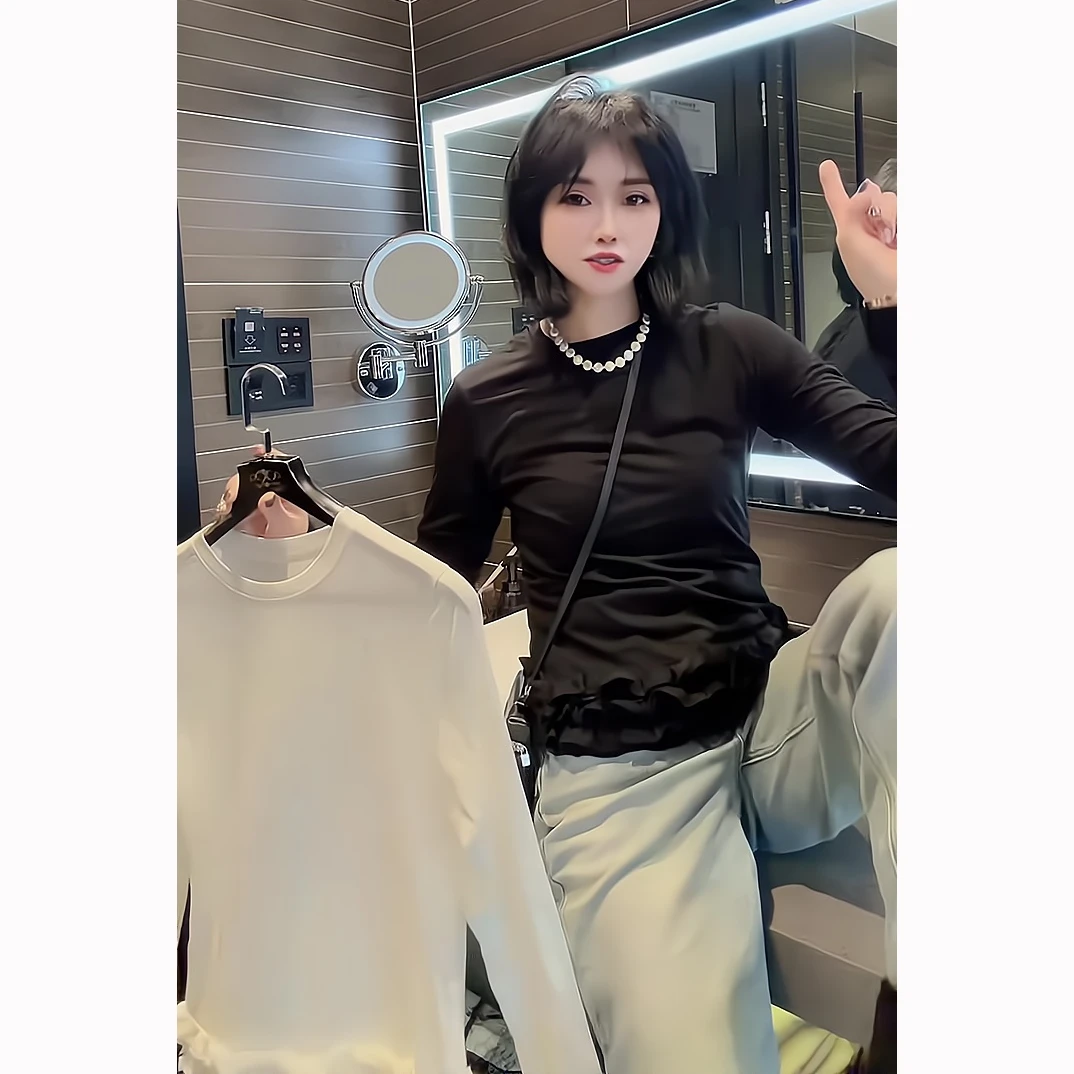 今年流行穿搭一整套2026新款百搭常规长袖圆领时尚宽松纯色上衣