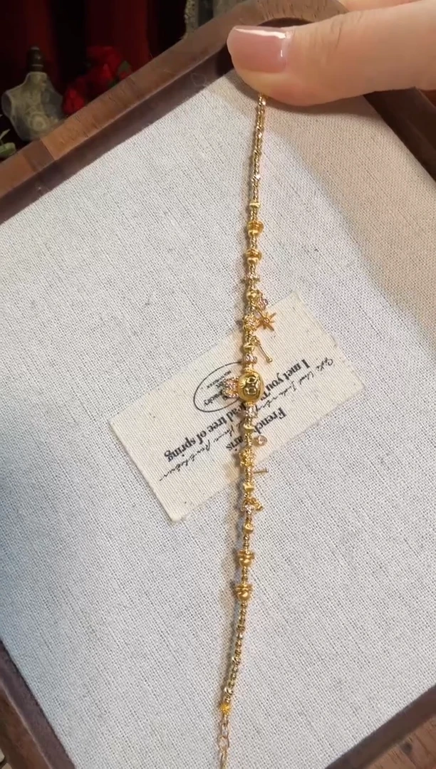 【闪购商品】淡水珍珠手绳18K金镶嵌全金盘缠拉布布