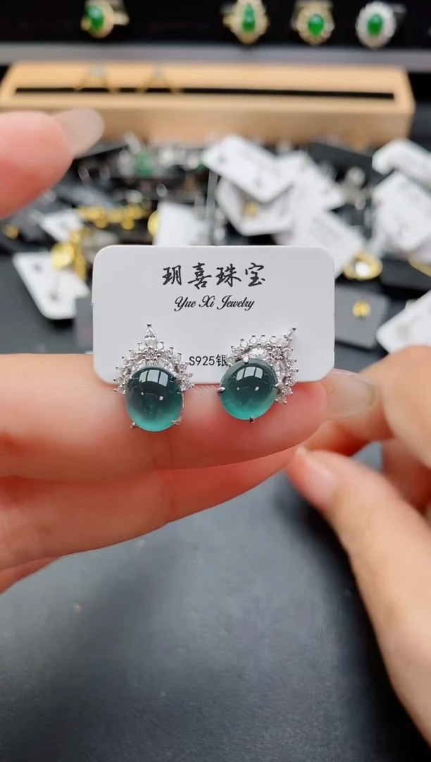 银S925镶嵌戒指翡翠1