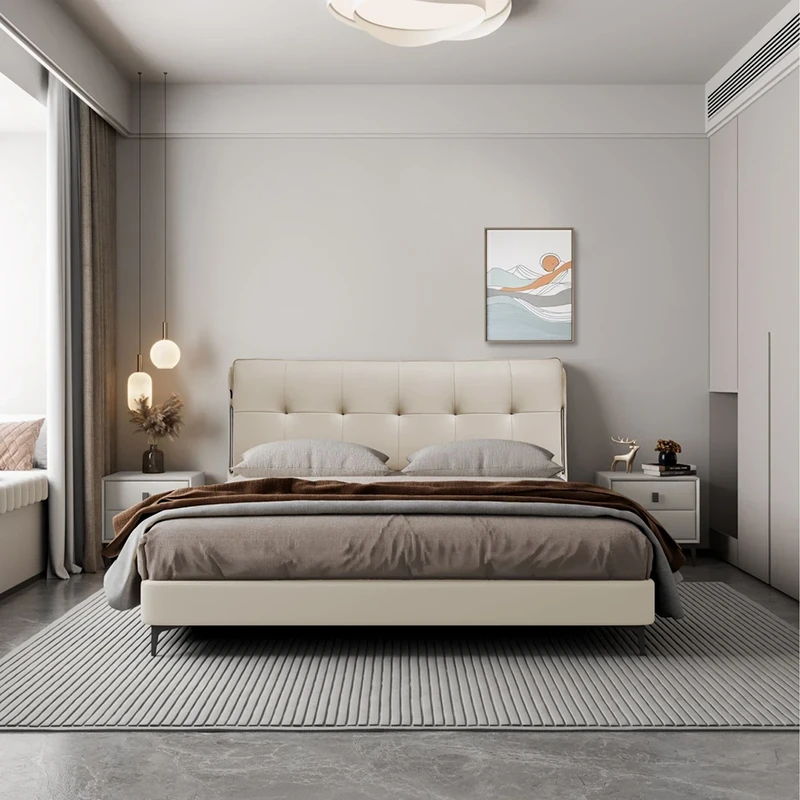 轻奢简约现代儿童床168#主卧床储物高箱皮艺床意式高端2米可定制