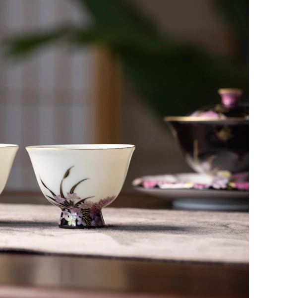 HW-H117[学茶严选]黑地繁华品杯