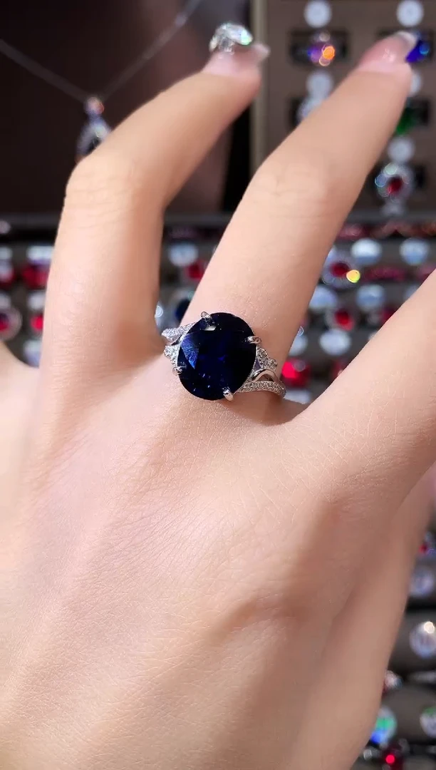 无925银皇家蓝色戒指