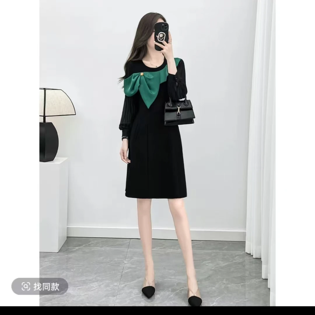 L010款显瘦裙子时尚黑色优雅收腰春洋气季连衣裙