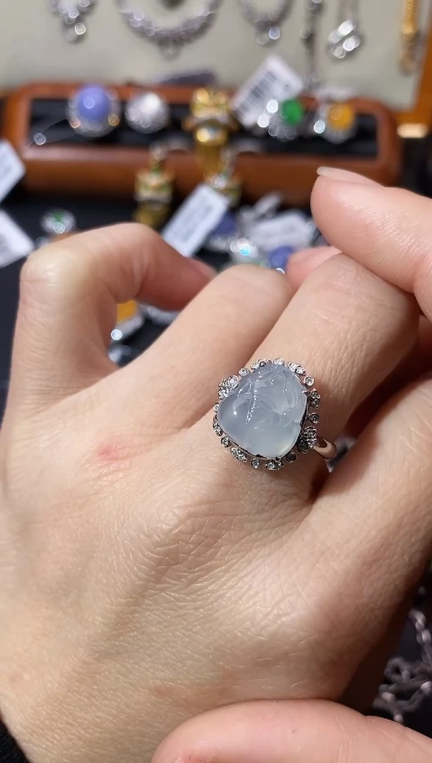 【闪购商品】翡翠戒指18K金镶嵌戒指