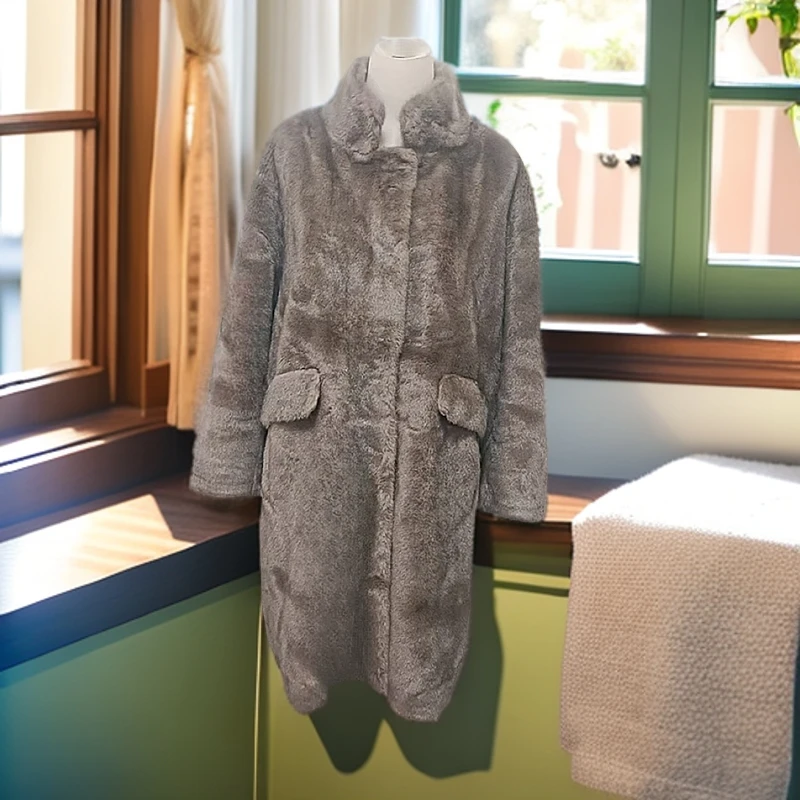 2024冬季新款简约气质一体中长款大衣外套T010