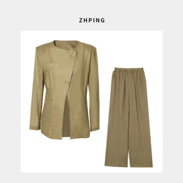 长袖长款纯色3D摩登休闲大码西装V领复古港风中长款极简风P019