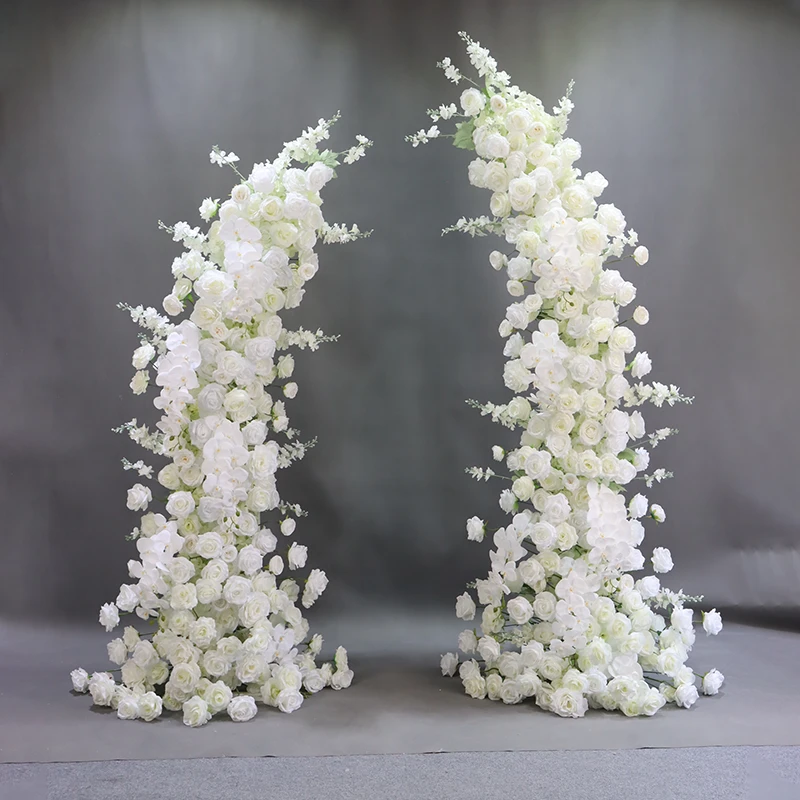 新款婚庆牛角门铁艺道具拍摄白色装饰花艺拱门户外婚礼堂布置摆件