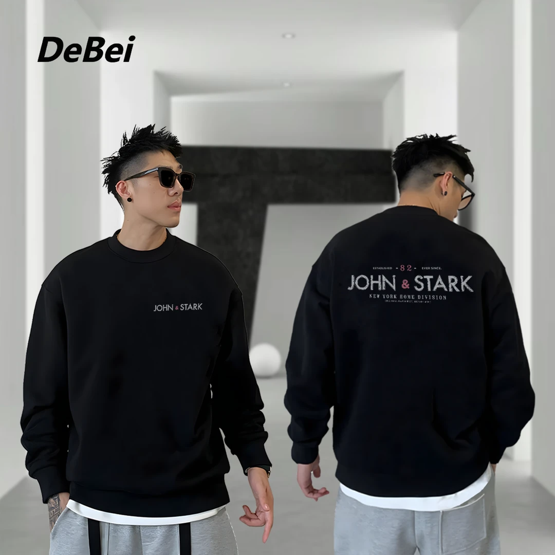 【2025新款】运动风字母秋冬卫衣男上衣ins圆领长袖休闲百搭加绒