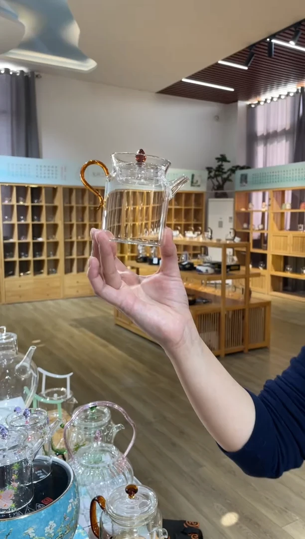 手工艺品玻璃九河小执壶琥珀把素面